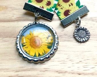 Marcador de girasol, Marcador de cinta de girasol, Regalo de jardineros, Regalo de lectores