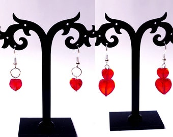 Valentine's Gift, Red Heart Earrings, Anniversary Gift, July Birthday