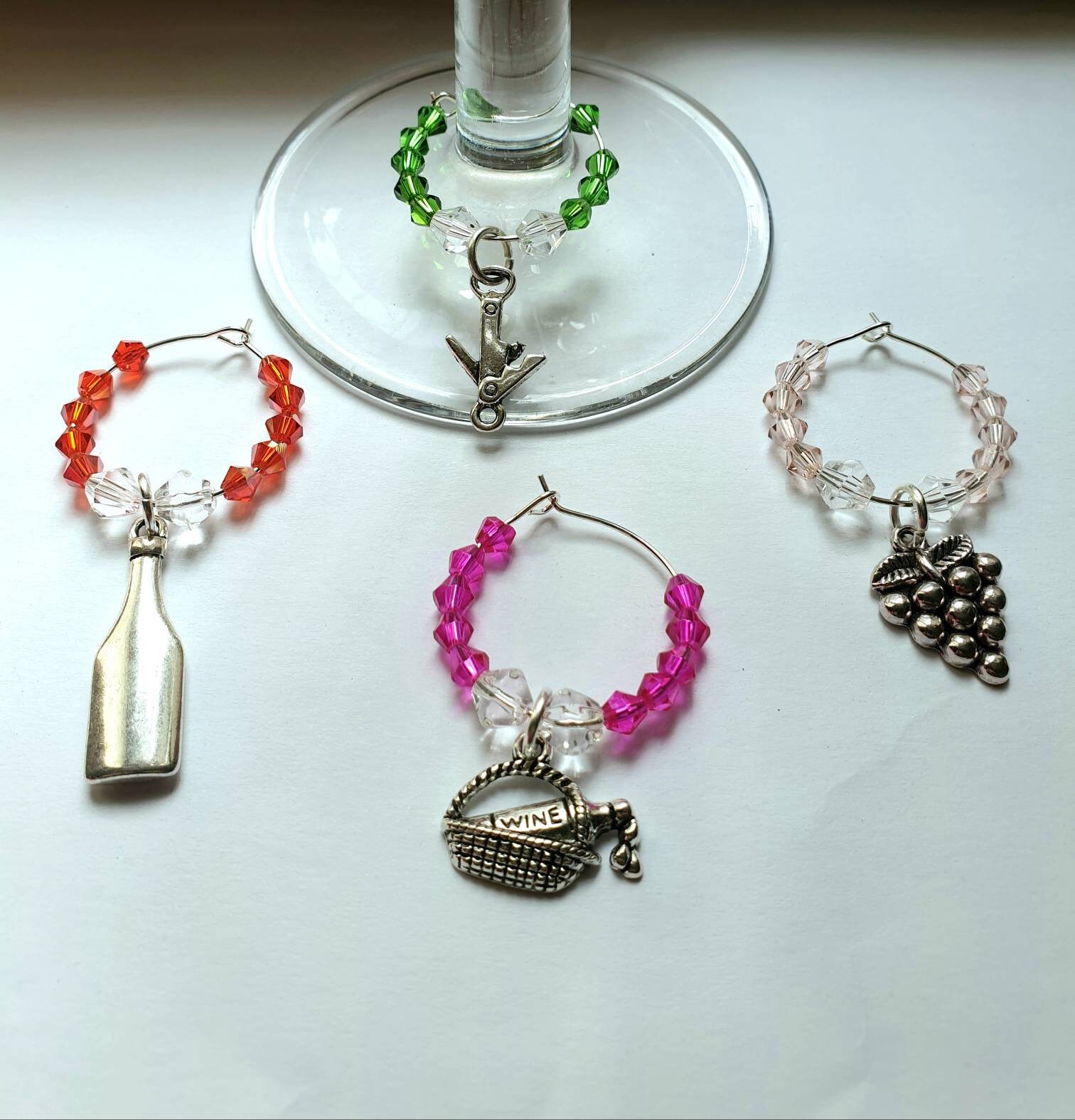 Beaded wine deals glass charms