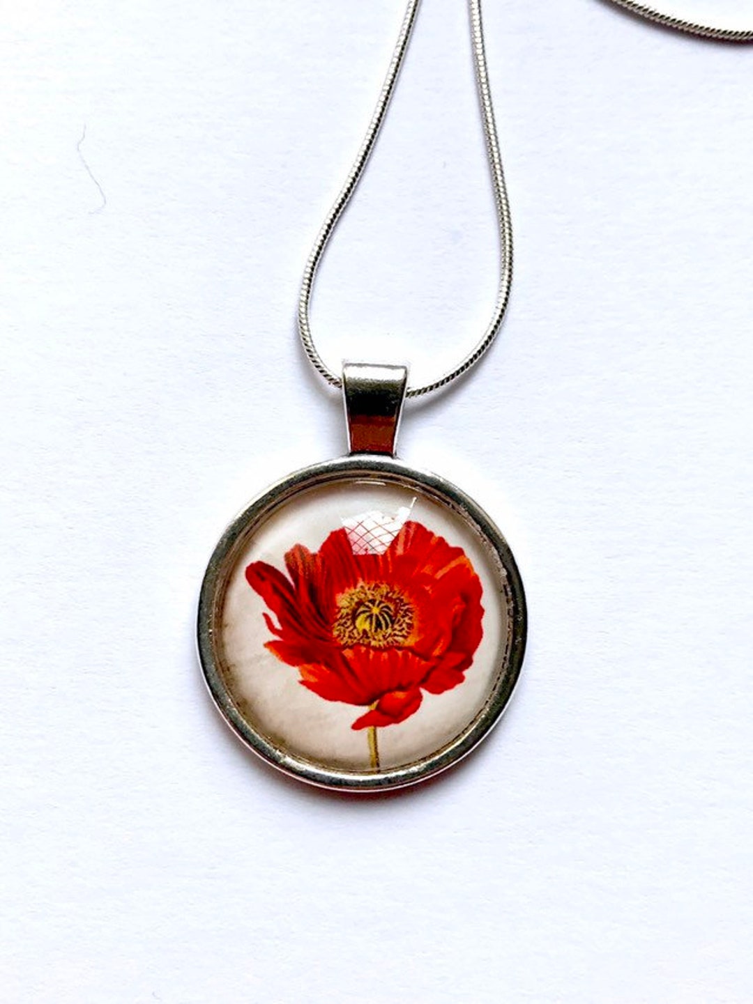 Poppy Necklace, Poppy Gift, Poppy Cabochon, Poppy Jewellery ...