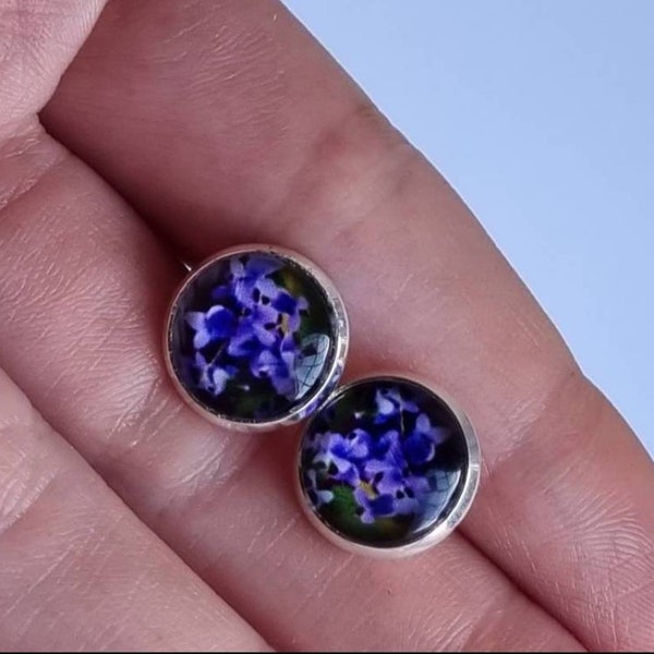 Violets Stud Earrings, Violets Gift, February Birthday Gift