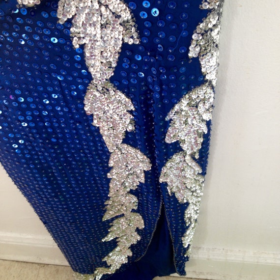 Stunning blue and silver sequined gown - image 3