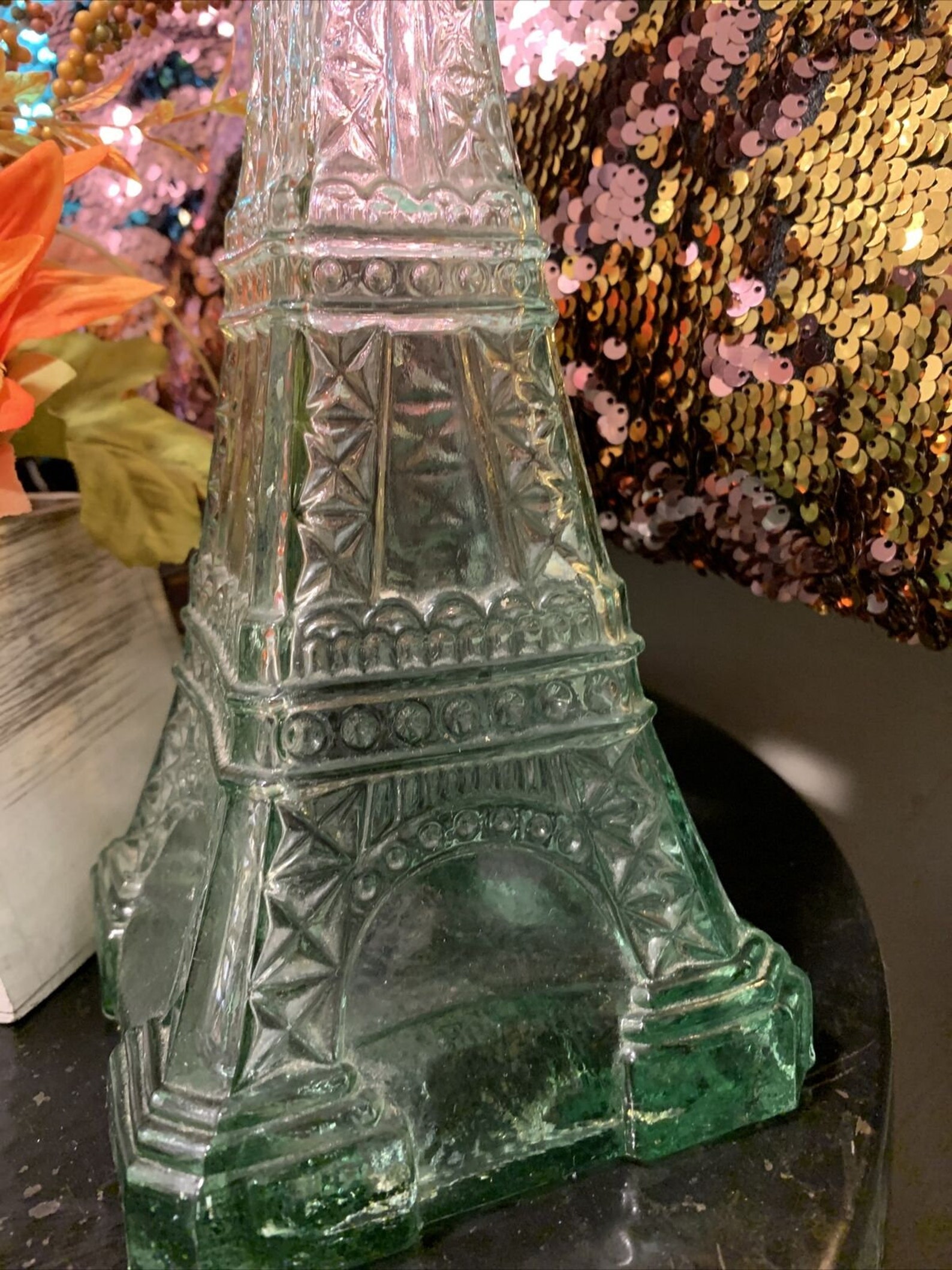 Vintage Clear Glass Eiffel Tower Tall Bottle 14 Carafe de Etsy