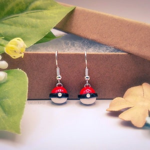 Handmade Poké Ball Earrings: Polymer Clay Gamer Gift
