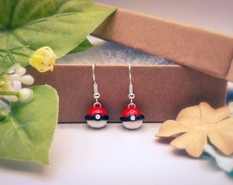 Poké Ball Earrings - Polymer Clay - Cute Gift - Handmade