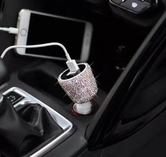 Bling diamond Rhinestone Dual USB Car Charger Designed for Apple samsung LG SONY