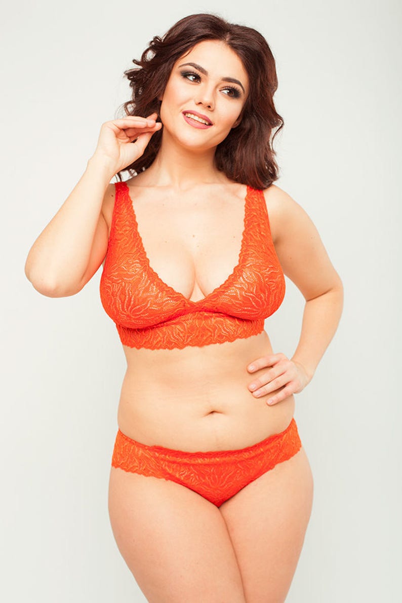 Plus Size Lingerie Red Sexy Bralette And Panties Lxl Xxl Etsy 