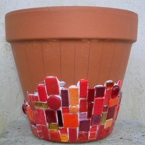 Cache pot terre cuite mosaique rouge image 7