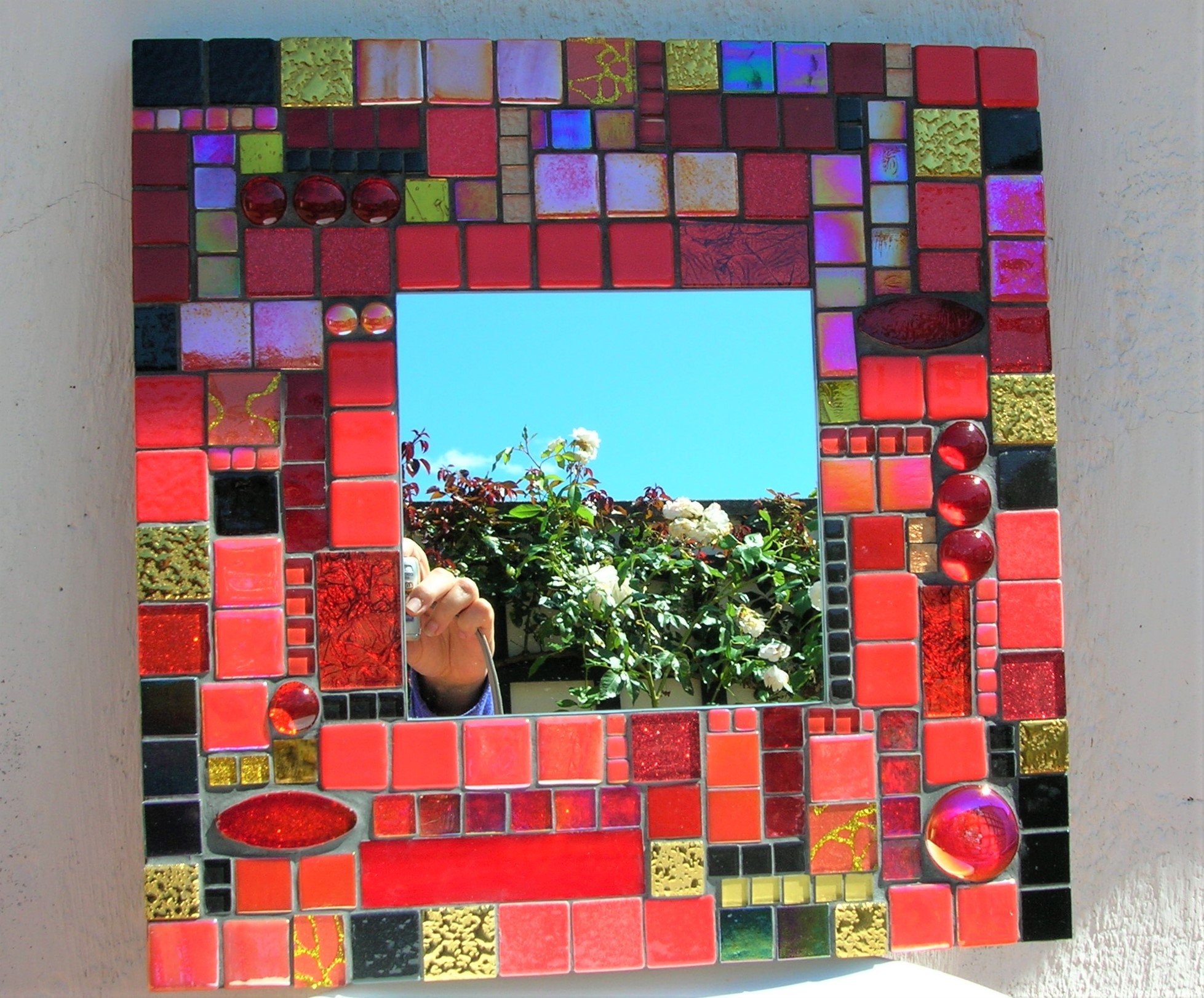 Pattern Mosaic Square Mirror Tiles Stock Photo by ©agnadevi 243463112