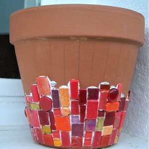 Cache pot terre cuite mosaique rouge image 8