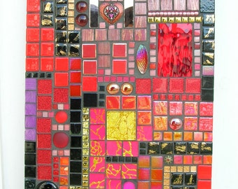 Tableau en mosaique rouge noir