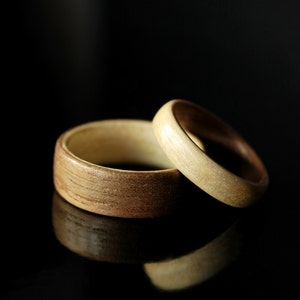 Wood Ring Set · Handmade Maple & Walnut Bentwood Rings · Couples rings • Couples Gift • Couples Gift Set