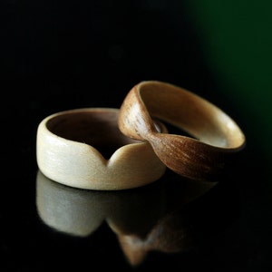 Couple Rings · Wood Ring Set · Handmade Maple & Walnut Bentwood Rings · Bentwood · Couple Ring Set • Valentine Gift • Couples Gift