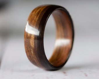 Wood Engagement Ring • Wooden rings for men • Mens wooden ring • Handmade Teak & Ebony bentwood rings • Minimalistic style