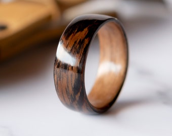 Wooden rings for men • Mens wooden ring • Handmade Wenge & Oak bentwood rings