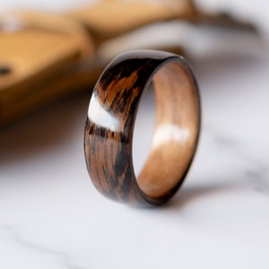 Wooden rings for men • Mens wooden ring • Handmade Wenge & Oak bentwood rings