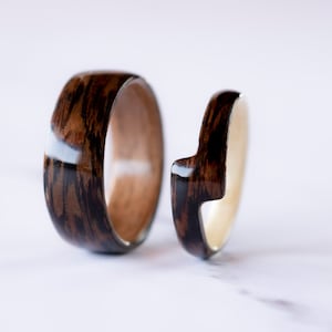 Wooden Couples Ring Set • Matching Wood Ring Set • Handmade Wenge Bentwood Rings • Bolt Couples rings