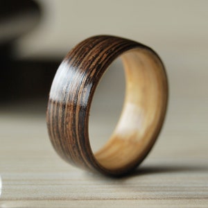 Wooden rings for men • Mens wooden ring • Handmade Wenge & Oak bentwood rings