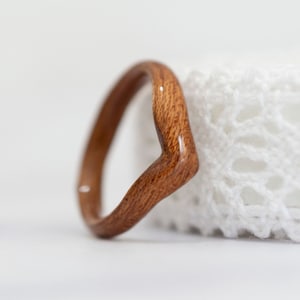 Extra thin wooden rings for women • Womens wooden V ring • Handmade bentwood rings • Chevron wooden ring • Minimalist ring for women