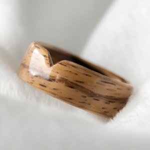 Wooden ring for men • Men&#39;s wooden ring • Unique Zebrano bentwood ring