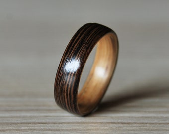 Wooden rings for women • Womens wooden ring • Handmade Wegnge & Oa bentwood rings