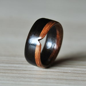 Wood engagement ring men • Kiaat & Ebony ring • Engagement wooden ring