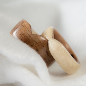 Couples Rings Wood Ring Set · Handmade Maple & Walnut Bentwood Rings · Bentwood • Minimalist Ring Set • Couples Gift Set • Couples Gift