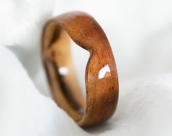 Wooden rings for men • Mens wooden ring • Handmade Kiaat & Zebra bentwood rings