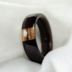 Wood ring men • Ebony ring for men with Zebrano wood
