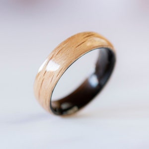 Extra thin wooden rings for men • Mens wooden ring • Handmade Cherry & Ebony bentwood rings