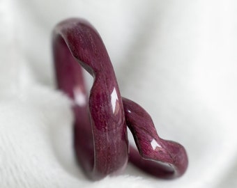 Purpleheart V Rings · Handmade Bentwood Rings · Thin wooden rings · Chevron  · Matching Wood Ring Set