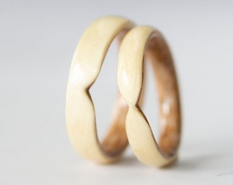 Couples thin wood Ring Set · Maple & Walnut Bentwood Rings • Minimalist ring Set • Extra thin ring Set