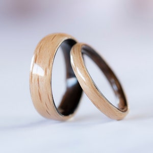 Extra thin wooden rings for couples • Matching Wooden rings for Couples • Couples wooden ring • Handmade Cherry & Ebony bentwood rings