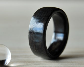 Ebony ring • Wood engagement ring men • Bentwood ebony wood ring • Dark wooden ring