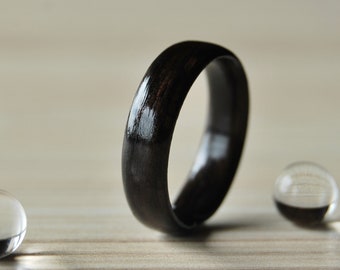 Ebony wood ring • Handmade womens wooden ring • Black wooden ring