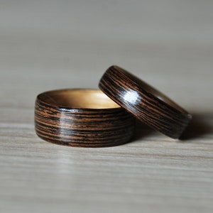 Passendes Holz Ring Set · Handgemachte Wenge & Eiche Bentwood Ringe · Pärchenringe • Geschenkset Für Paare