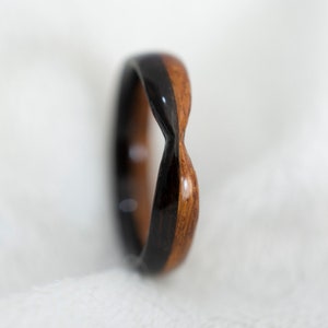 Unique Rings For Her · Handmade Wood Ring Women · Ebony & Kiaat Bentwood Ring • Gift For Her • Valentine Gift •  Valentine Gift For Her