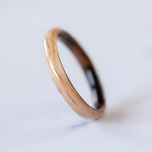 Extra thin wooden rings for women • Womens wooden ring • Handmade Cherry & Ebony bentwood rings