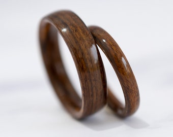 Super Thin Matching Wooden rings •  Slim wood rings • Couples wooden ring • Handmade Rosewood wood rings