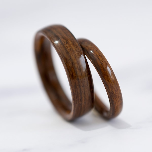 Super Thin Matching Wooden rings •  Slim wood rings • Couples wooden ring • Handmade Rosewood wood rings