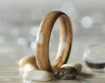 Oak and Zebrawood ring • Handmade womens wooden ring