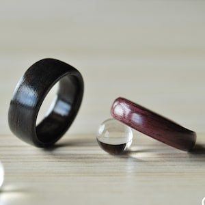 Wooden rings for Couples • Couples wooden ring • Handmade Black Ebony & Purpleheart rings