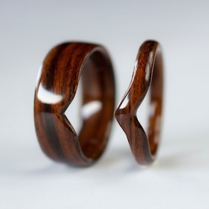 Matching Wood Ring Set · Minimalist Rosewood Bentwood Rings · Couple V Rings · Chevron