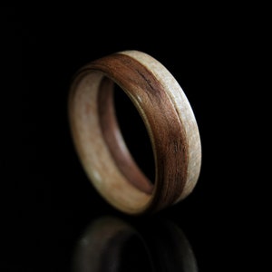 Wooden rings for men • Mens wooden ring • Handmade Walnut & Maple bentwood rings