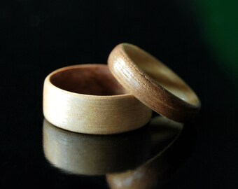 Holz Ring Set · Handgemachte Ahorn & Nussbaum Bugholz Ringe · PärchenRinge • Pärchen Geschenk • Pärchen GeschenkSet