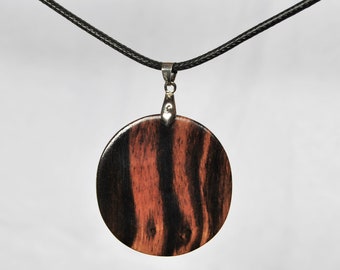 Circle Pendant Necklace • Handmade Men Wood Necklace • Pendant Necklace • Ebony Wood Pendant • Minimalist Necklace