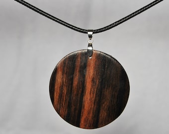 Geometric Men Necklace • Pendant Necklace • Ebony Wood Pendant • Handmade Men Wood Necklace • Circle Pendant Necklace