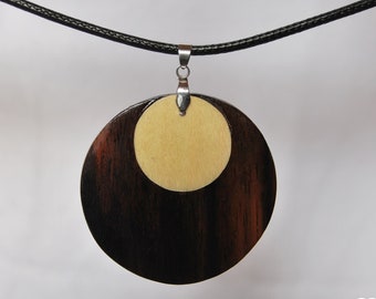 Handmade Men Wood Necklace • Pendant Necklace • Ebony and Maple Wood Pendant • Gift For Him • Valentine Gift •  Valentine Gift For Him