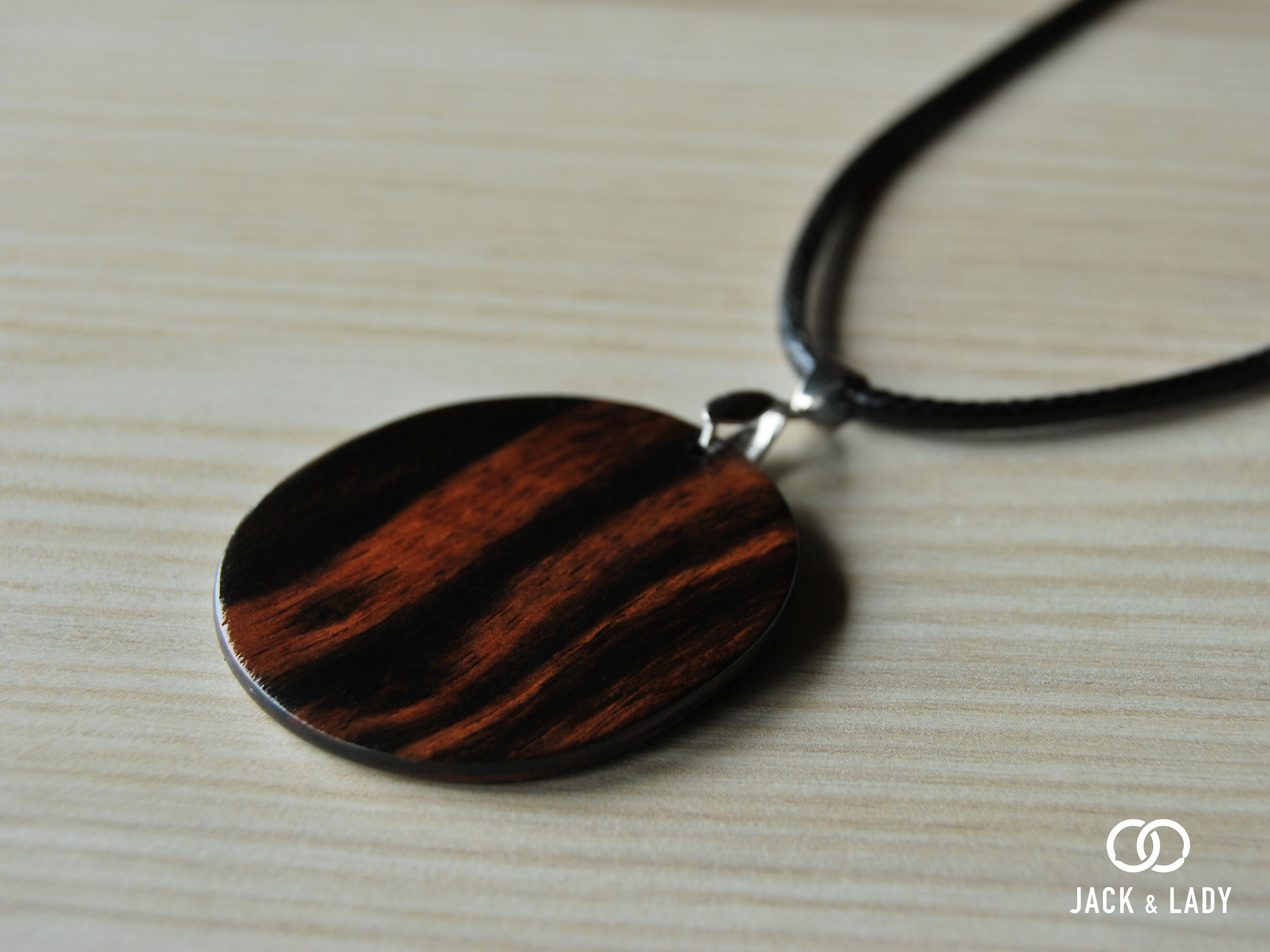 Circle Pendant Necklace • Handmade Men Wood Necklace • Pendant
