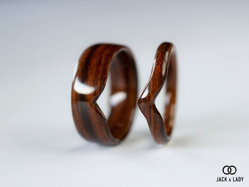 Matching Wood Ring Set Minimalist Rosewood Bentwood Rings